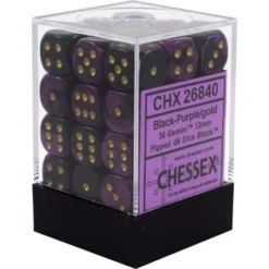 Chessex : 12mm D6 Set Black-Purple/Gold Gaming Accessories