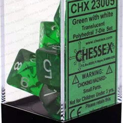 Chessex : Polyhedral 7-die Set Green/White Translucent Gaming Accessories