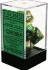 Chessex : Polyhedral 7-die Set Gold-Green/white Gaming Accessories
