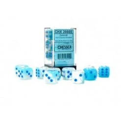 Chessex : 16mm D6 Gemini Pearl Turquoise-White/Blue Luminary Gaming Accessories