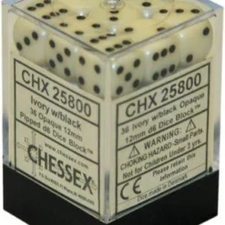 Chessex : 12mm D6 Set Ivory/Black