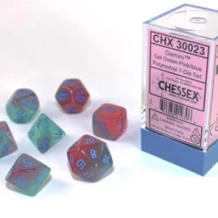 Gaming Accessories Chessex : Lab Dice - Polyhedral 7-die Set Gemini Gel Green-Pink/blue