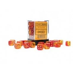 Gaming Accessories Chessex : 12mm D6 Gemini Translucent Red-Yellow/Gold