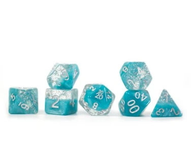 Gate Keeper Games Halfsies Glitter : Aqua - 7 Dice Set 3 Gate Keeper Games Halfsies Glitter : Aqua - 7 Dice Set