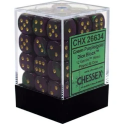 Chessex : 12mm D6 Set Green-Purple/Gold Gaming Accessories