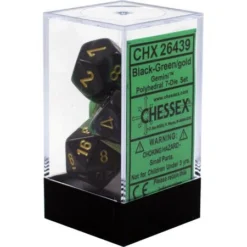 Chessex : Polyhedral 7-die Set Black-Green/Gold Gaming Accessories