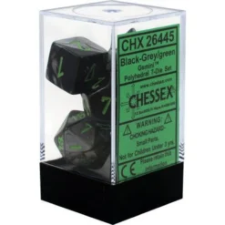 Gaming Accessories Chessex : Polyhedral 7-die Set Black-Grey/Green