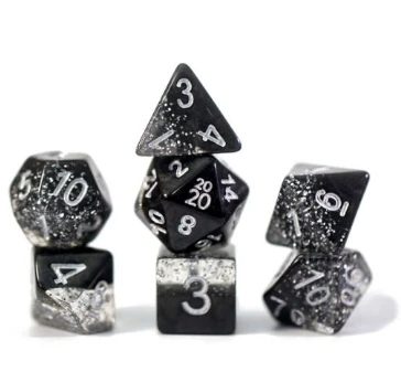 Gate Keeper Games Halfsies Glitter : Black - 7 Dice Set 3 Gate Keeper Games Halfsies Glitter : Black - 7 Dice Set