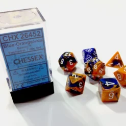 Chessex : Polyhedral 7-die Set Blue-Orange/White