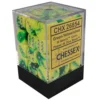 Chessex : 12mm D6 Set Green-Yellow/Silver