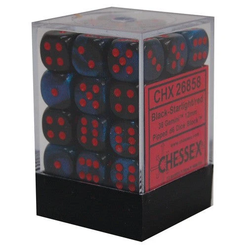 Gaming Accessories Chessex : 12mm D6 Set Black-Starlight/Red 3 Gaming Accessories Chessex : 12mm D6 Set Black-Starlight/Red