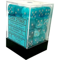 Gaming Accessories Chessex : 12mm D6 Set Cirrus Aqua/Silver