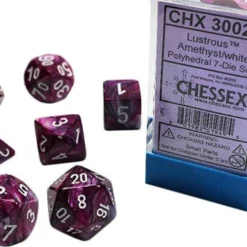 Gaming Accessories Chessex : Lustrous Amethyst/White 7 Dice Set