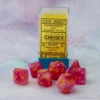 Chessex : Lab Dice - Leaf Fuschia/yellow 7 Dice Set