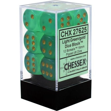 Gaming Accessories Chessex : 16mm D6 Set Light Green/Gold Gaming Accessories Chessex : 16mm D6 Set Light Green/Gold