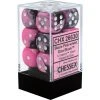 Chessex : 16mm D6 Set Black-Pink/White