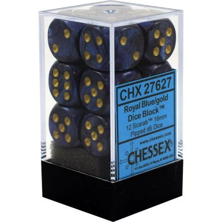 Chessex : 16mm D6 Set Royal Blue/Gold Gaming Accessories 3 Chessex : 16mm D6 Set Royal Blue/Gold Gaming Accessories