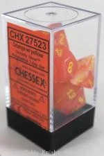 Chessex : Polyhedral 7-die Set Orange W/yellow Gaming Accessories