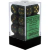 Chessex : 16mm D6 Set Jade/Gold Gaming Accessories 1 Chessex : 16mm D6 Set Jade/Gold Gaming Accessories